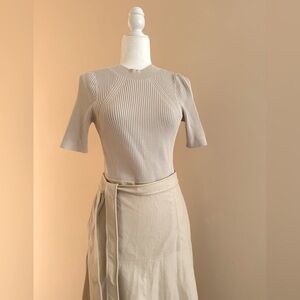 Ted Baker London Midi Knit Dress with Faux Leather Skirt Size 1
